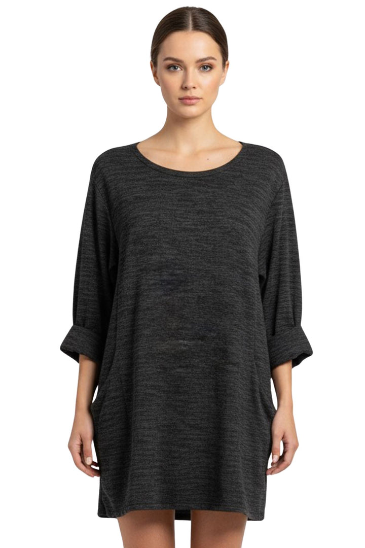 wholesale heathered tunic with draped pockets
