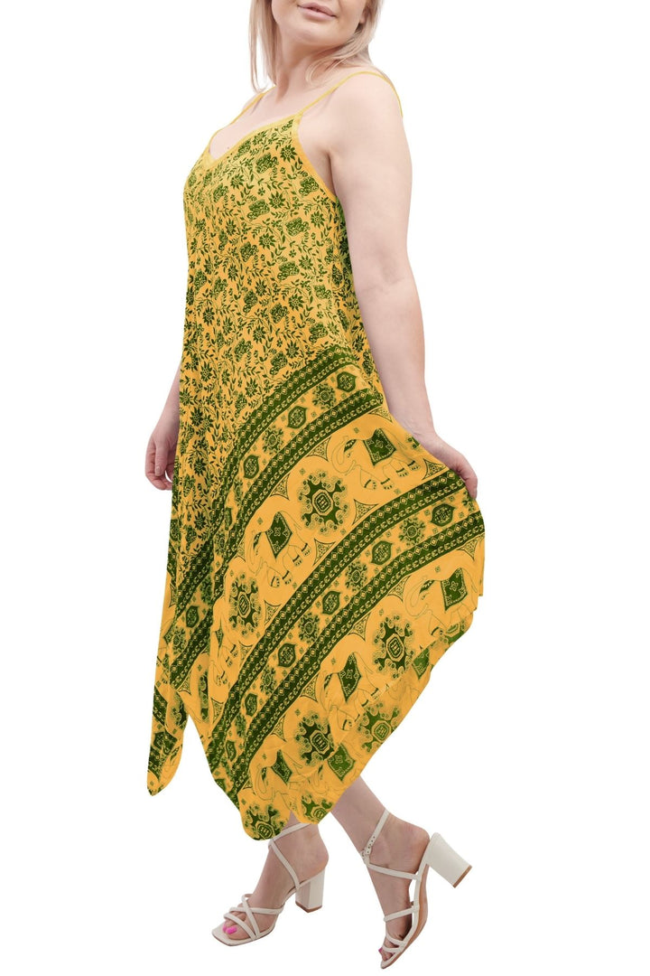 Special Price Italian Elephant Print Sleeveless V Neck Hanky Dress