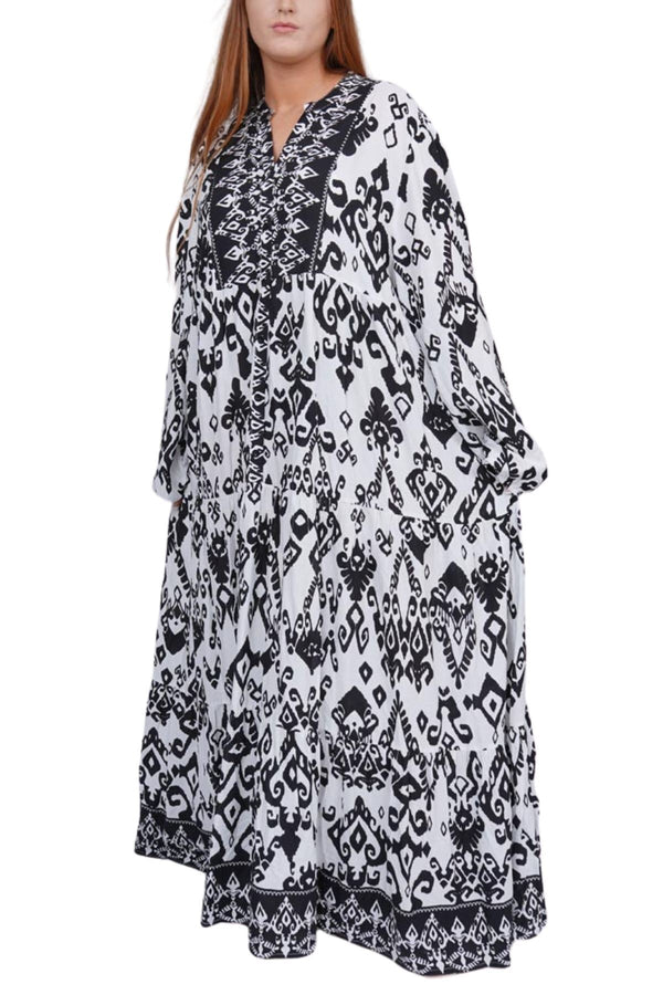 Aztec Print Tiered Dress