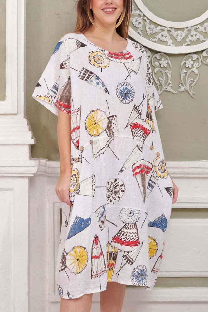 Abstract Umbrella Print Pockets Dress