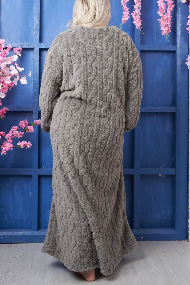 Cable Knit Pattern Longline Dress