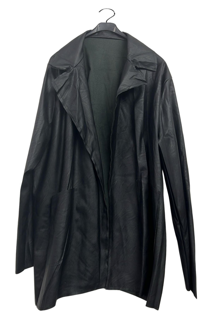 plain open front faux leather jacket
