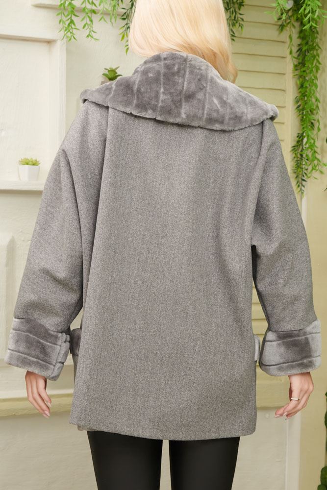 Plain Fluffy Zip Up Pocket Jacket