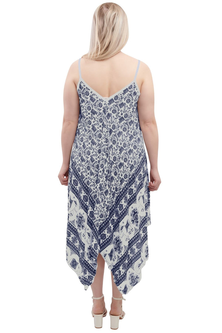 Special Price Italian Elephant Print Sleeveless V Neck Hanky Dress