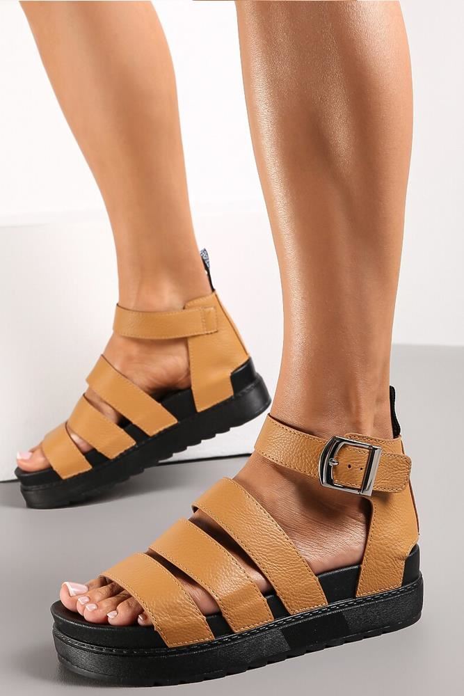 Faux Leather Strap Chunky Buckle Sandals