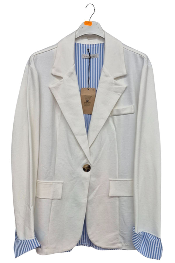 Stripe Print Pockets Twin Blazer