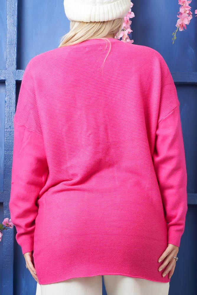 Diamante Chain Detail Knit Tunic Viscose Top