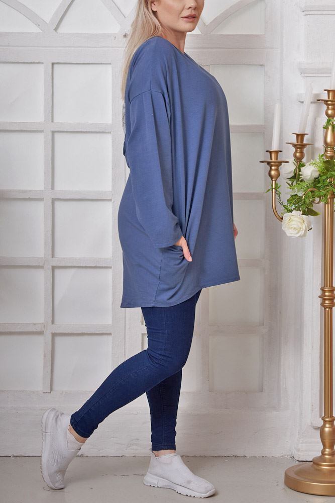 Plain Back Sequin Heart Motif Cotton Top
