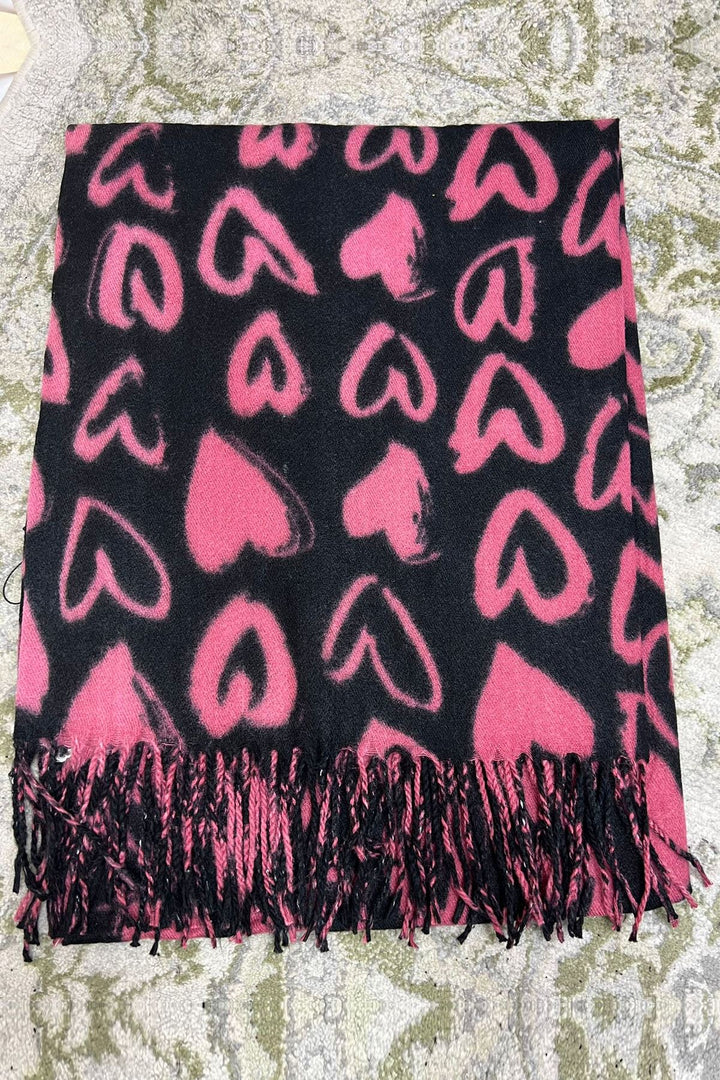 wholesale heart print tassel scarves uk
