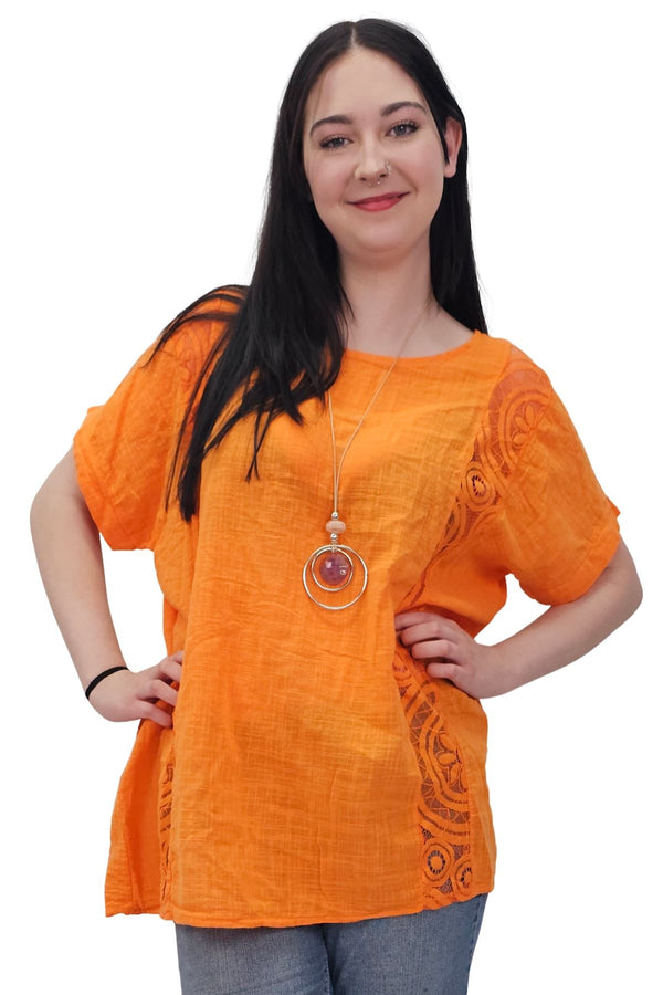 Plain Side Panel Necklace Cotton Top