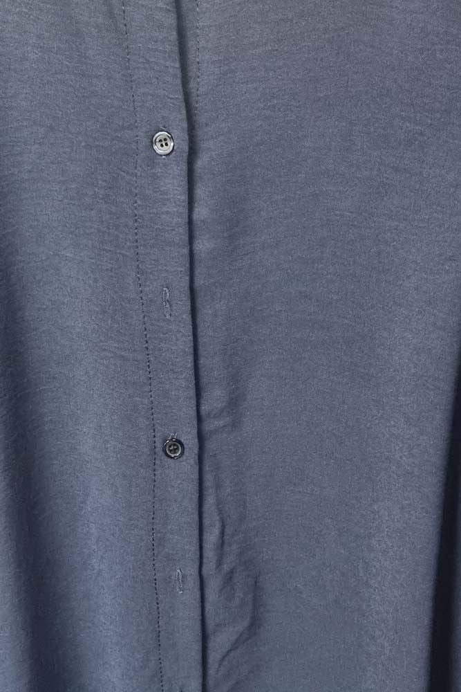 Plain Frill Trim Shirred Button Up Shirt