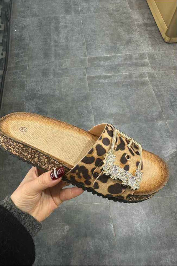 Crystal Buckle Slip On Slider