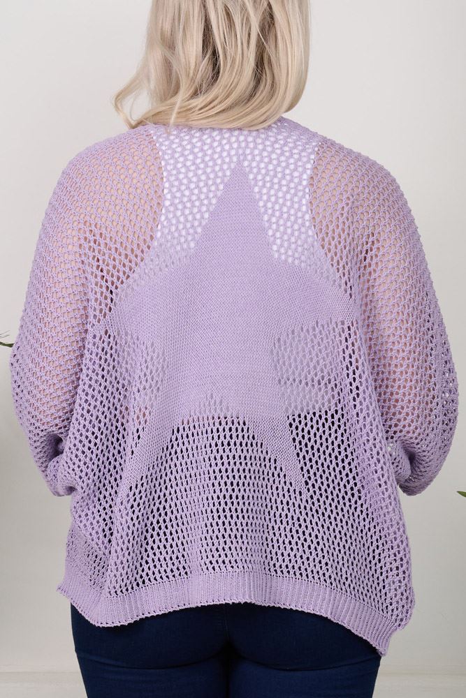 Crochet Cutout Pattern Back Star Print Cotton Top