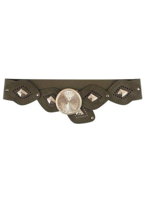 Decorative Buckle Studs Elastic Waist Belt