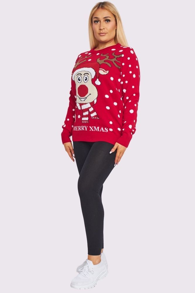 cute reindeer face xmas sweater
