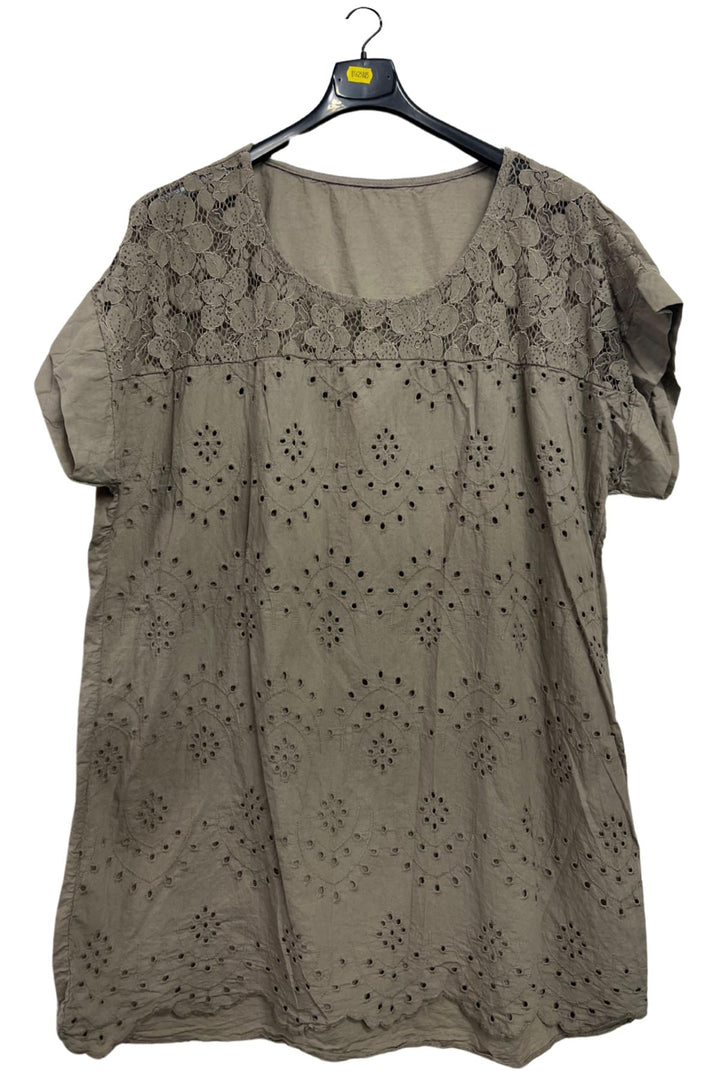 Floral Embroidered Pattern Tunic Cotton Top