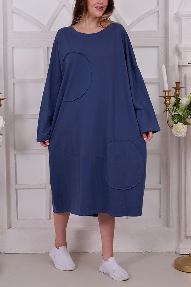 Plain Patch Cotton Dress