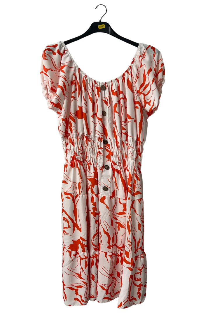 Abstract Print Button-Front Detail Dress
