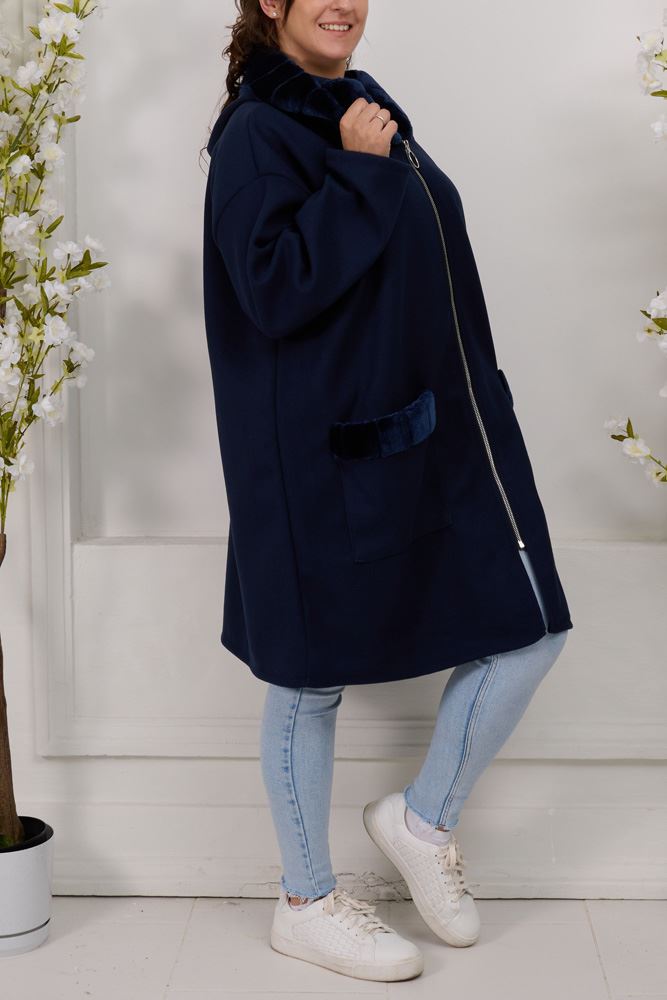Plain Zip Up Long Jacket