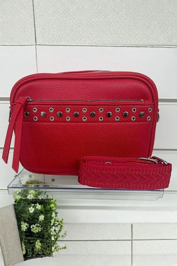 Studded Detail Adjustable Strap Crossbody Bag