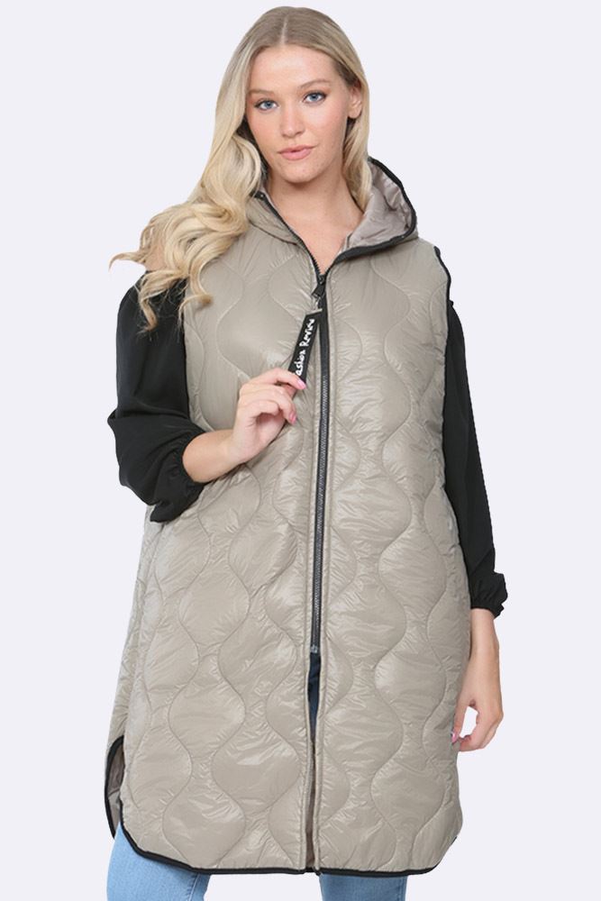 Italian Fashion Review Logo Zip Quilted Gilet