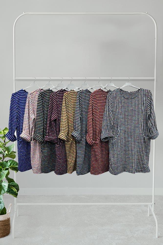 Multi Check Pattern Acrylic Dress