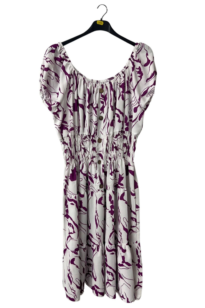 Abstract Print Button-Front Detail Dress