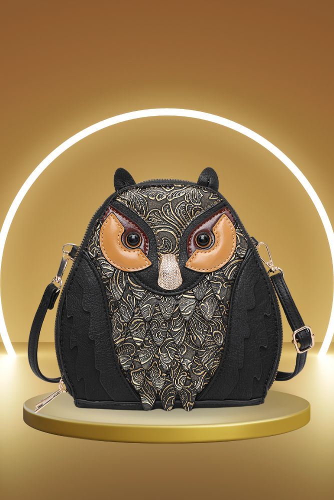 Cute Owl Shape Compartment Messenger Crossbody Bag