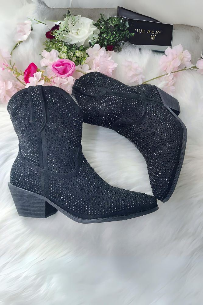 Cowgirl Sparkly Knee Heel Glitter Boot