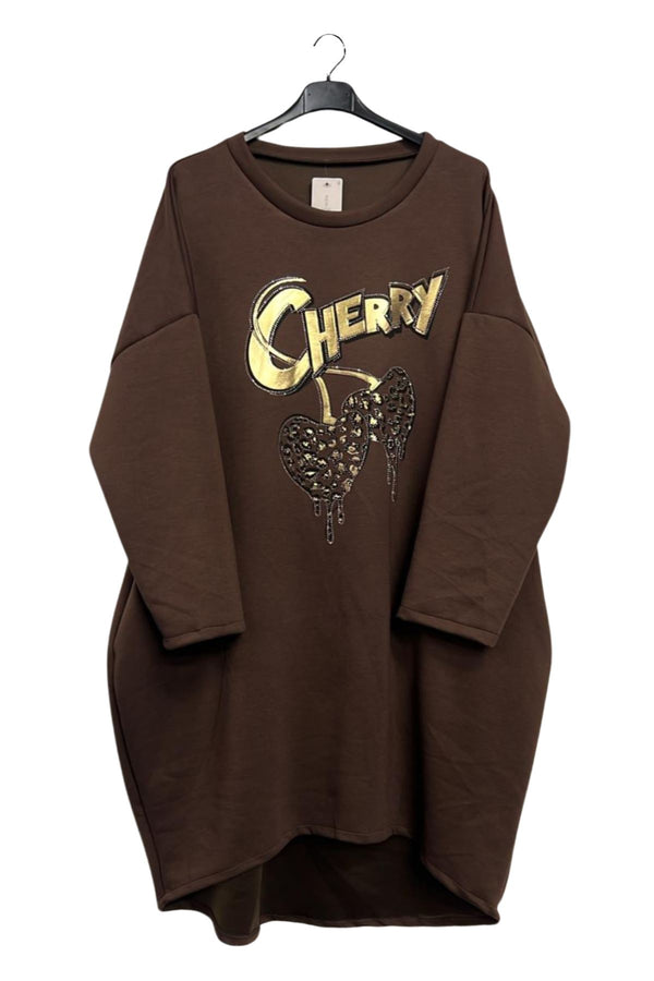 Metallic Cherry Two Heart Pattern High Low Hem Dress
