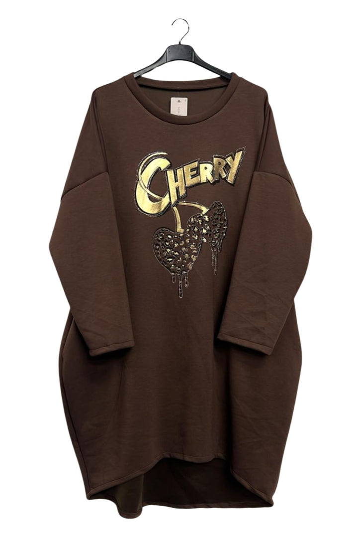 Metallic Cherry Two Heart Pattern High Low Hem Dress

