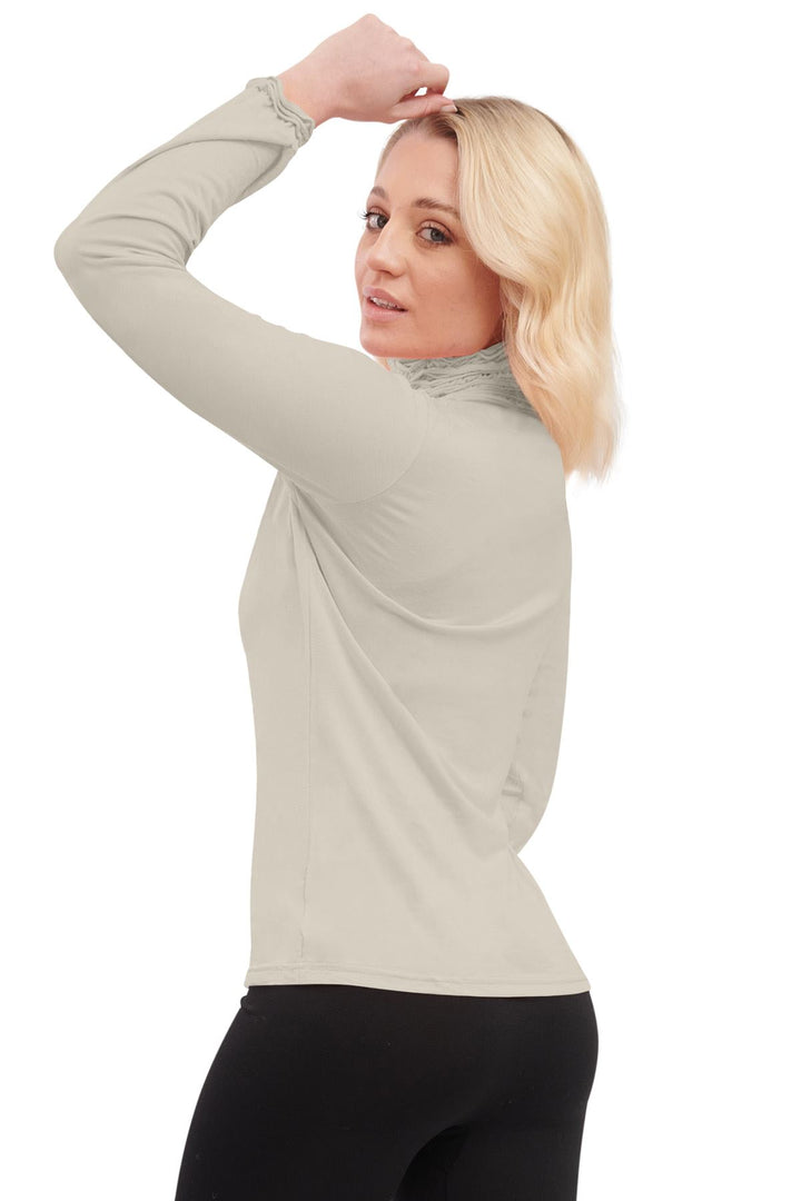 Special Price Plain Ruched Frill Roll Neck Tunic Viscose Top