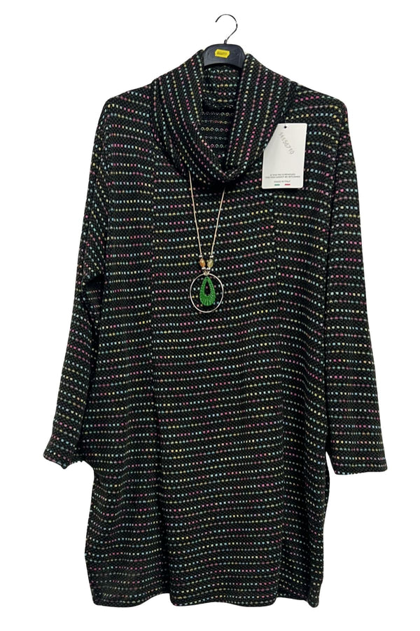 Multicoloured Dotted Stripes Side Pockets Top