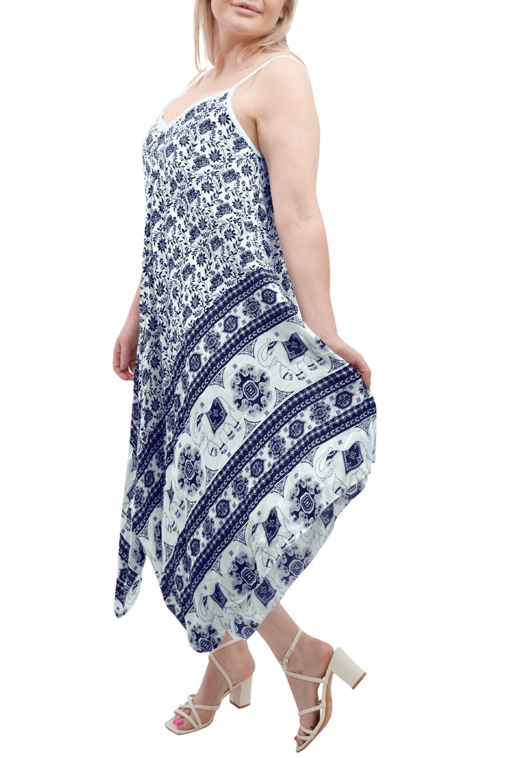 Special Price Italian Elephant Print Sleeveless V Neck Hanky Dress