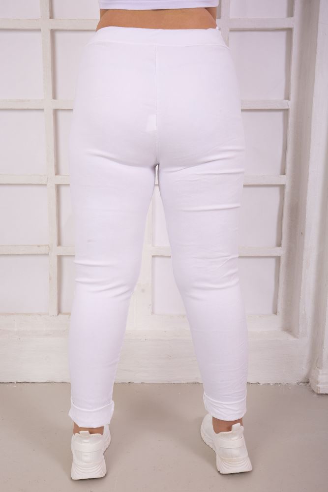 Italian Plus Size Plain Glitter Magic Pants