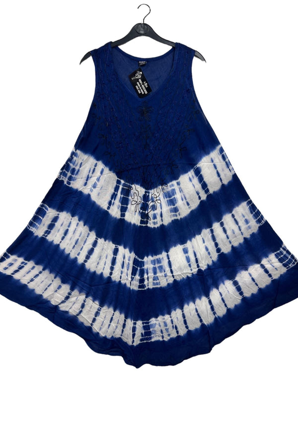 Horizontal Tie-Dye Pattern Umbrella Style Dress