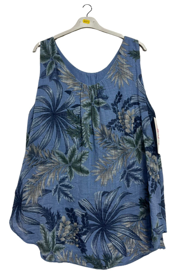 Floral Print Asymmetrical Hemline Cotton Top