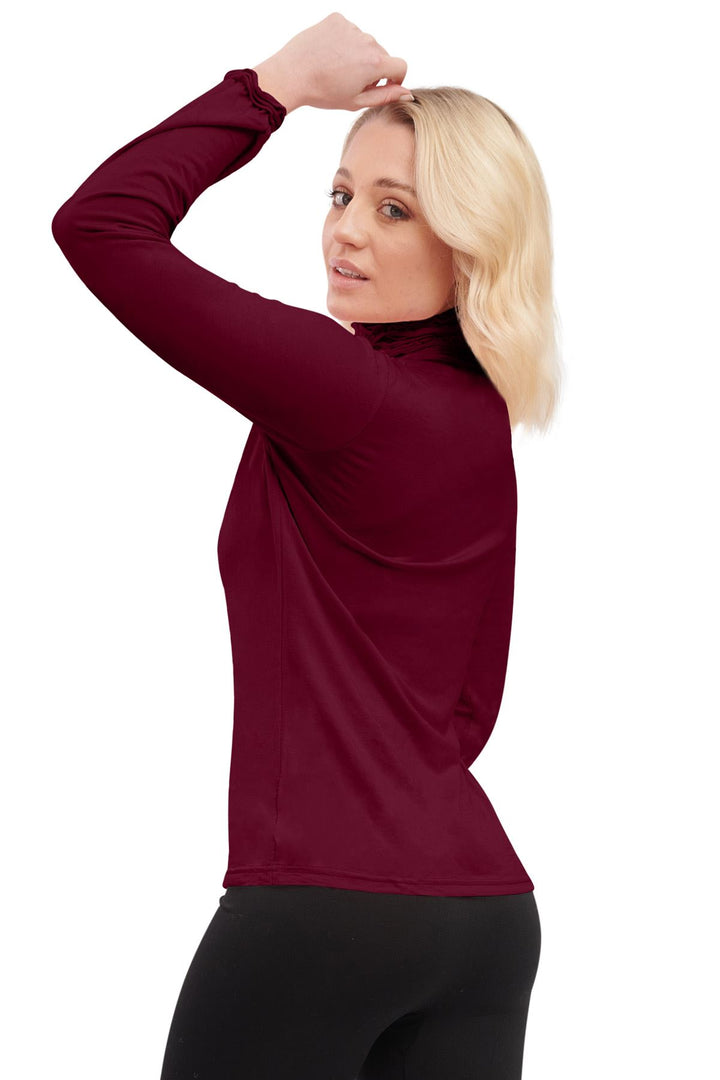 Special Price Plain Ruched Frill Roll Neck Tunic Viscose Top