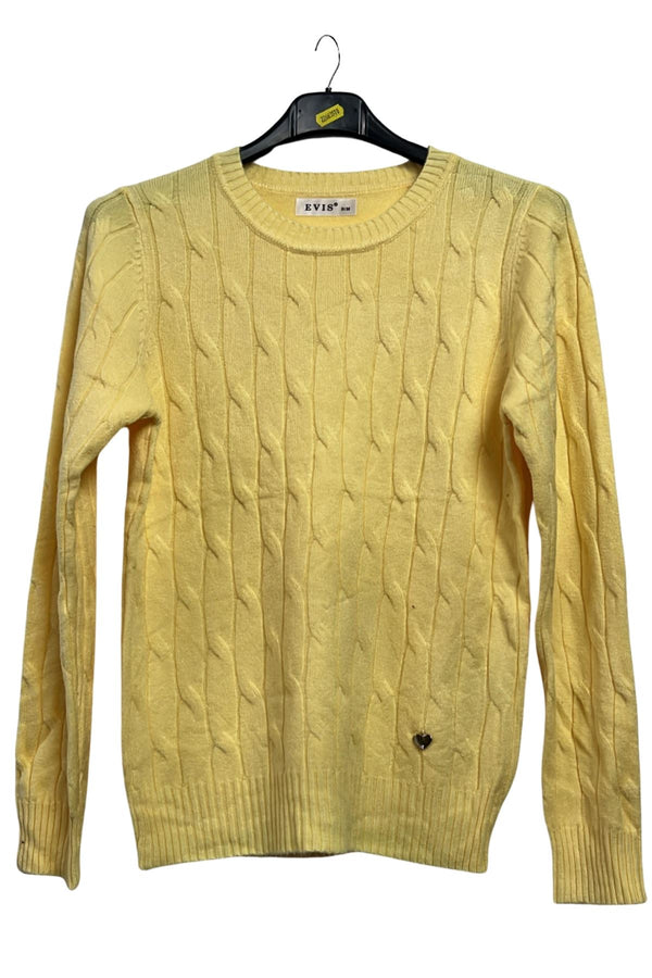Cable Knit Pattern Soft Fell Ribbed Hem Jumper