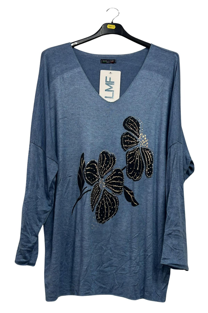 floral embellished pattern tunic top
