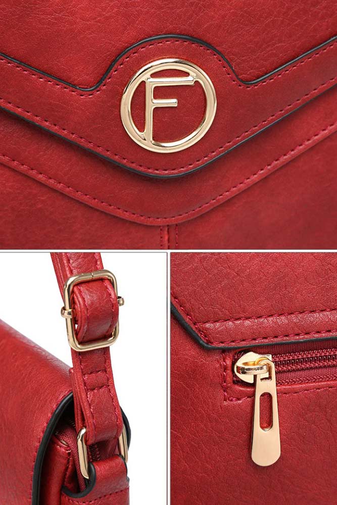 Women side flap pocket F logo Cross Body Bag