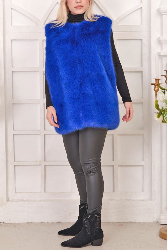 Plain Soft Feel Fur Gilet