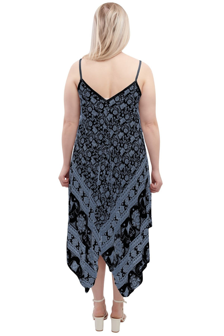 Special Price Italian Elephant Print Sleeveless V Neck Hanky Dress