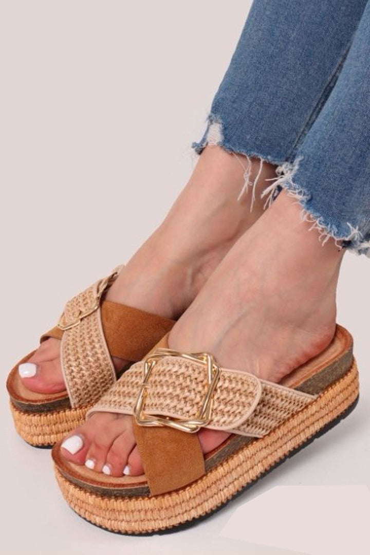 Buckle Detail Platform Slider