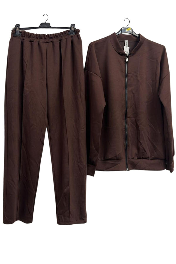 Plain Front Zip Jacket Elasticated Waist Co-Ord