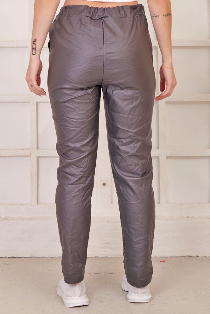 Plain Wet Look Pocket Viscose Legging