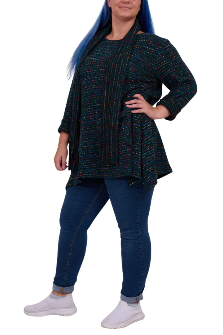 Multi-Colour Stripe Scarf Tunic Top
