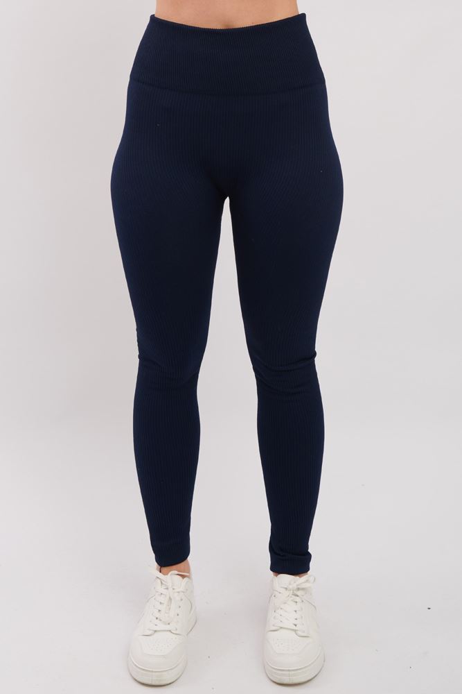 Womens ribbed leggings with elasticated waist