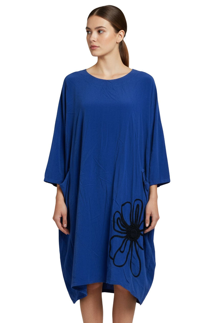 front floral embroidered cotton dress pockets
