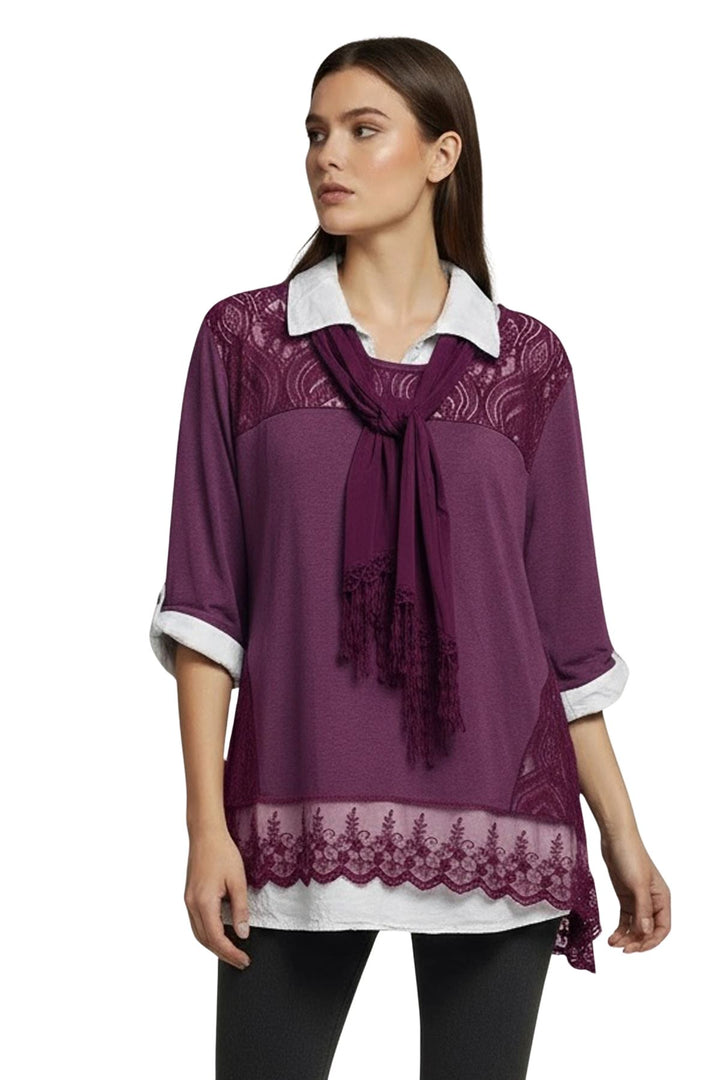 floral embroidered cotton tunic top
